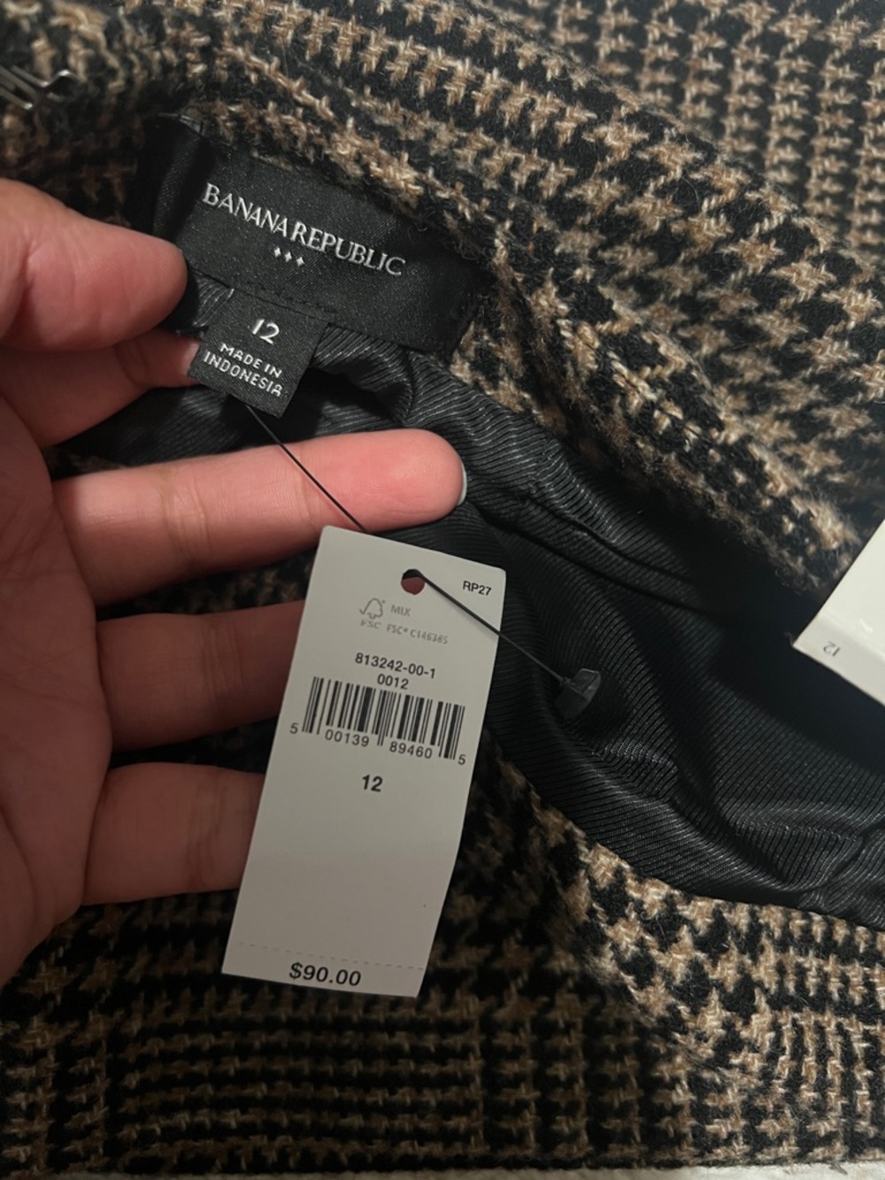 Banana Republic Brown Plaid Mini Skirt with Flap Pockets - Picture 6 of 6